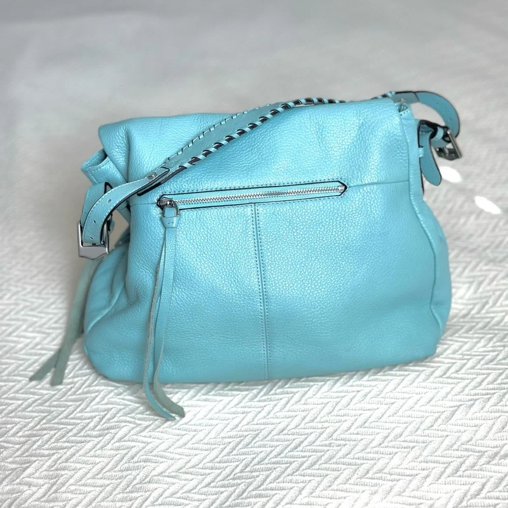 AIMEE KESTENBERG Baby Blue Genuine Leather Slouchy Hobo Purse Designer Bag - Picture 3 of 15